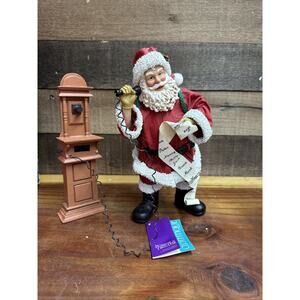 Clothtique Possible Dreams The North Pole Party Line, Santa on Phone In Box